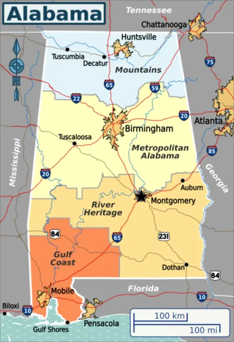 Mappa Alabama